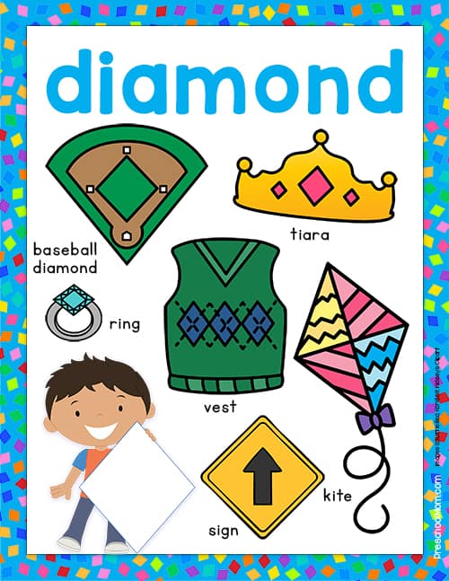 Preschool Diamond Shape Template Diamond Shapes Lesson For Kids Video